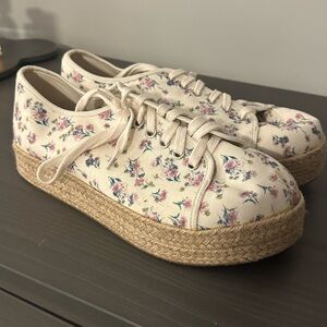 Floral platform espadrille sneakers, 11.5 WW